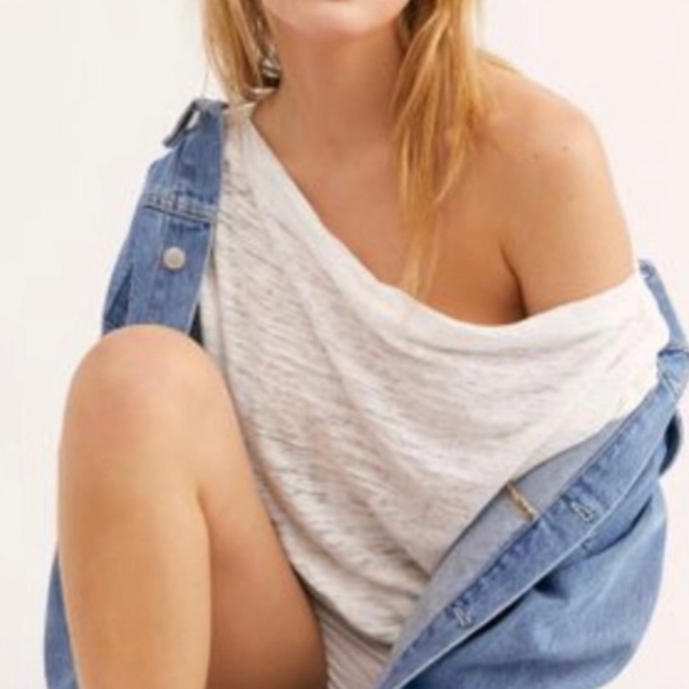 Free People Astrid Burnout Short Sleeve Tee white